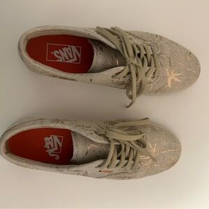 Vans Women's Beige Leaf Pattern Sneakers